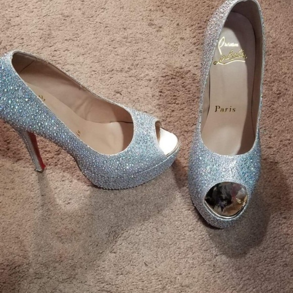 SOLD: Silver Rhinestone Red Bottom Heels - Picture 6 of 6